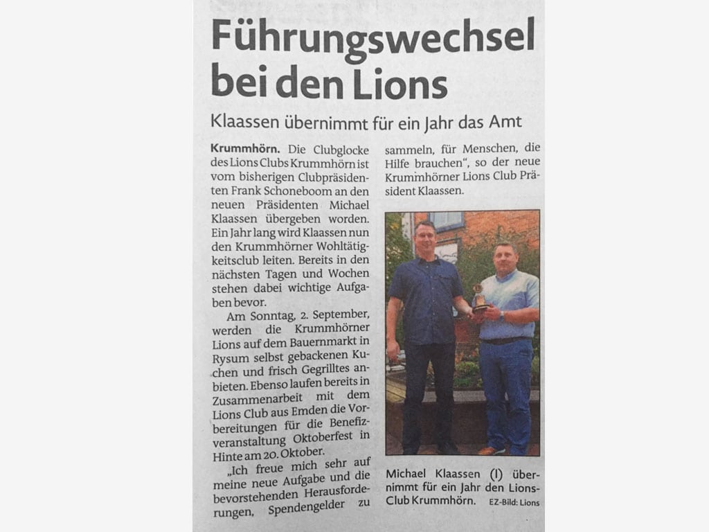 Lions Club Krummhörn Presse